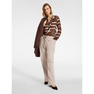 Elena Mirò - Blusa stampata con borchie - Marrone