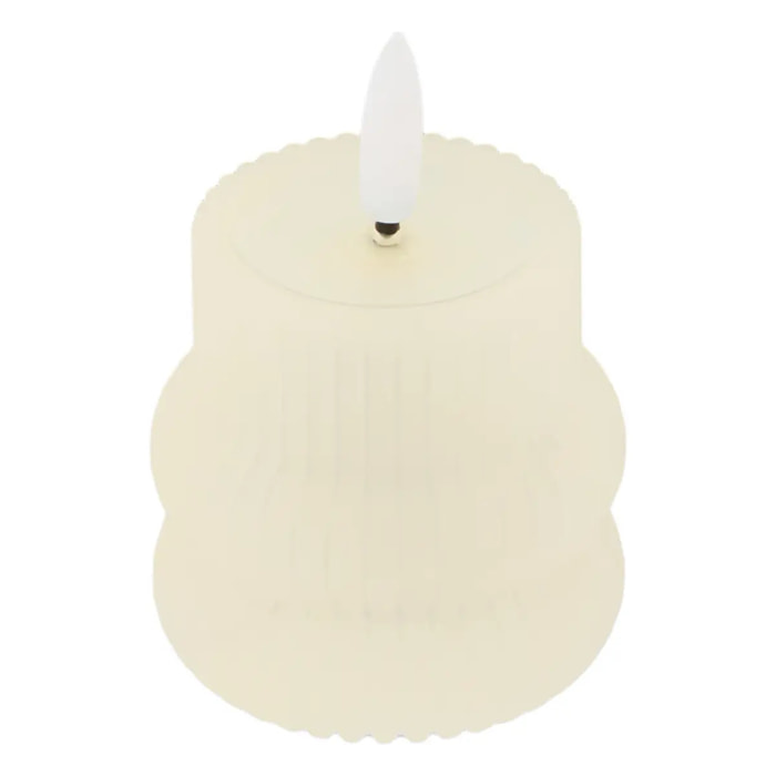 Bougie LED Fancy ronde H.9cm beige