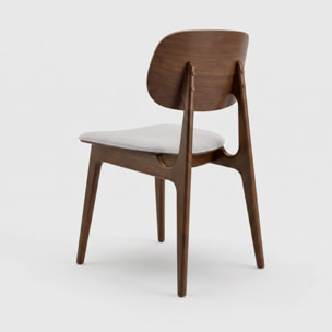 Lot de 2 chaises en bois foncé et tissu gris clair - Charlize