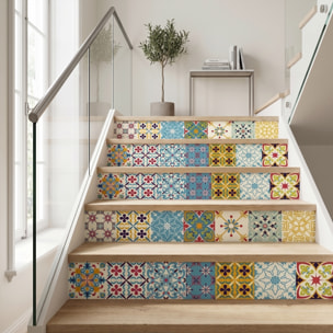 Stickers adhésifs escalier carrelages | Sticker Autocollant contremarche Carreaux de ciment carrelages adhésif - AGUEDA