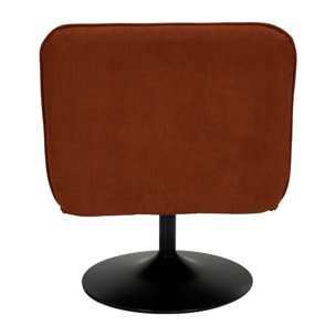 Fauteuil - HOME DECO FACTORY - Jules - Velours Côtelé - Pivotant - Rouge