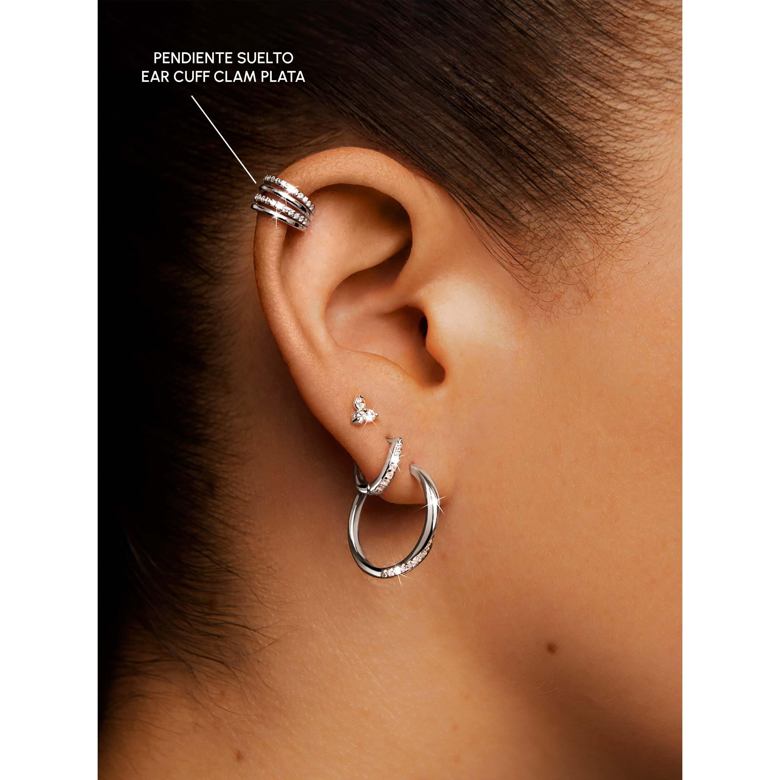 Pendiente Suelto Ear Cuff Clam Plata