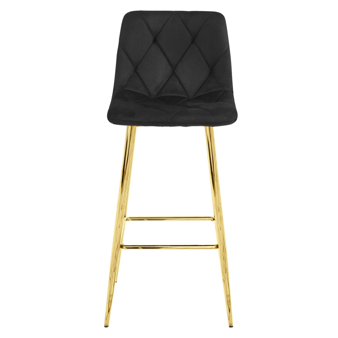 Set di 3 Sgabelli Nado in Velluto Nero e Gambe Oro