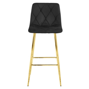 Set di 3 Sgabelli Nado in Velluto Nero e Gambe Oro