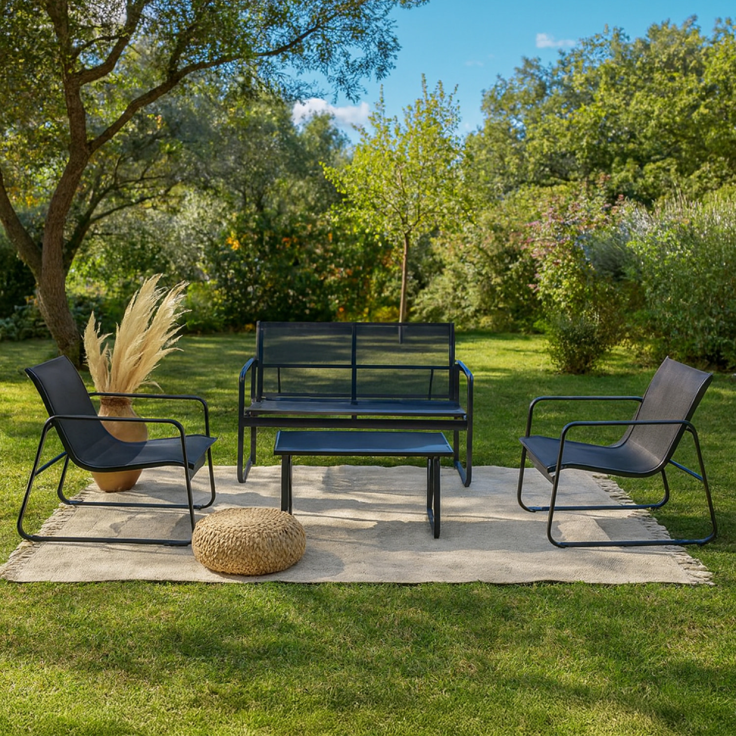 Salon de jardin 4 places en métal LUCKNOW