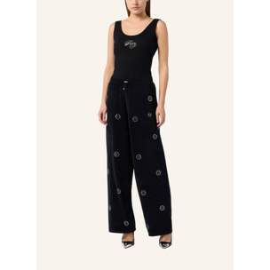 PHILIPP PLEIN Chenille Skater Fit Tracksuit Pants Monogram Strass