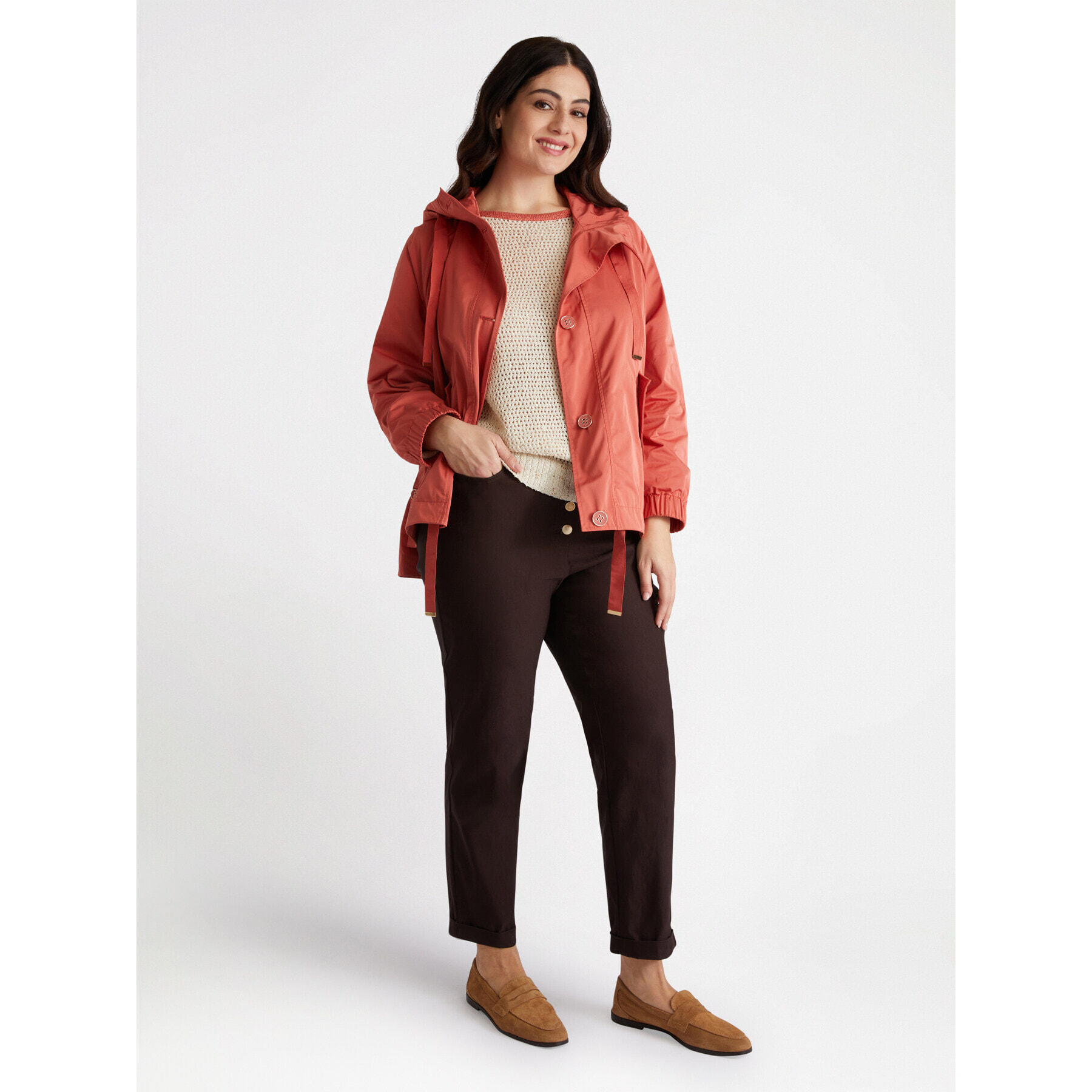 Fiorella Rubino - Pantalón barrel con botones - Marrón