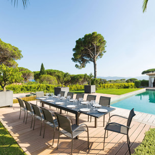 Table de jardin extensible "Piazza" graphite 12 places en aluminium traité époxy