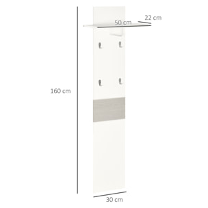 Perchero de Pared con 4 Ganchos Estante de Pared de Almacenamiento con Barra Colgante de Aluminio para Entrada Dormitorio Pasillo 50x23,5x60 cm Blanco