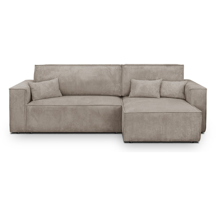 Canapé d'angle convertible 4 places en velours côtelé - LIVIA