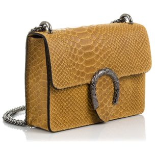 Lorenza Bolso de mano Mujer.Piel auténtica Gamuza Grabado Serpiente