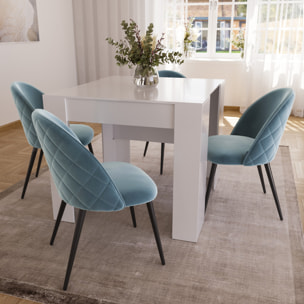 Set di 4 Sedie Imbottite Da Pranzo In Velluto Sedia Gambe In Metallo Nero Schienale Soggiorno Salotto Camera 43 x 47.5 x 80 Cm (Verde)