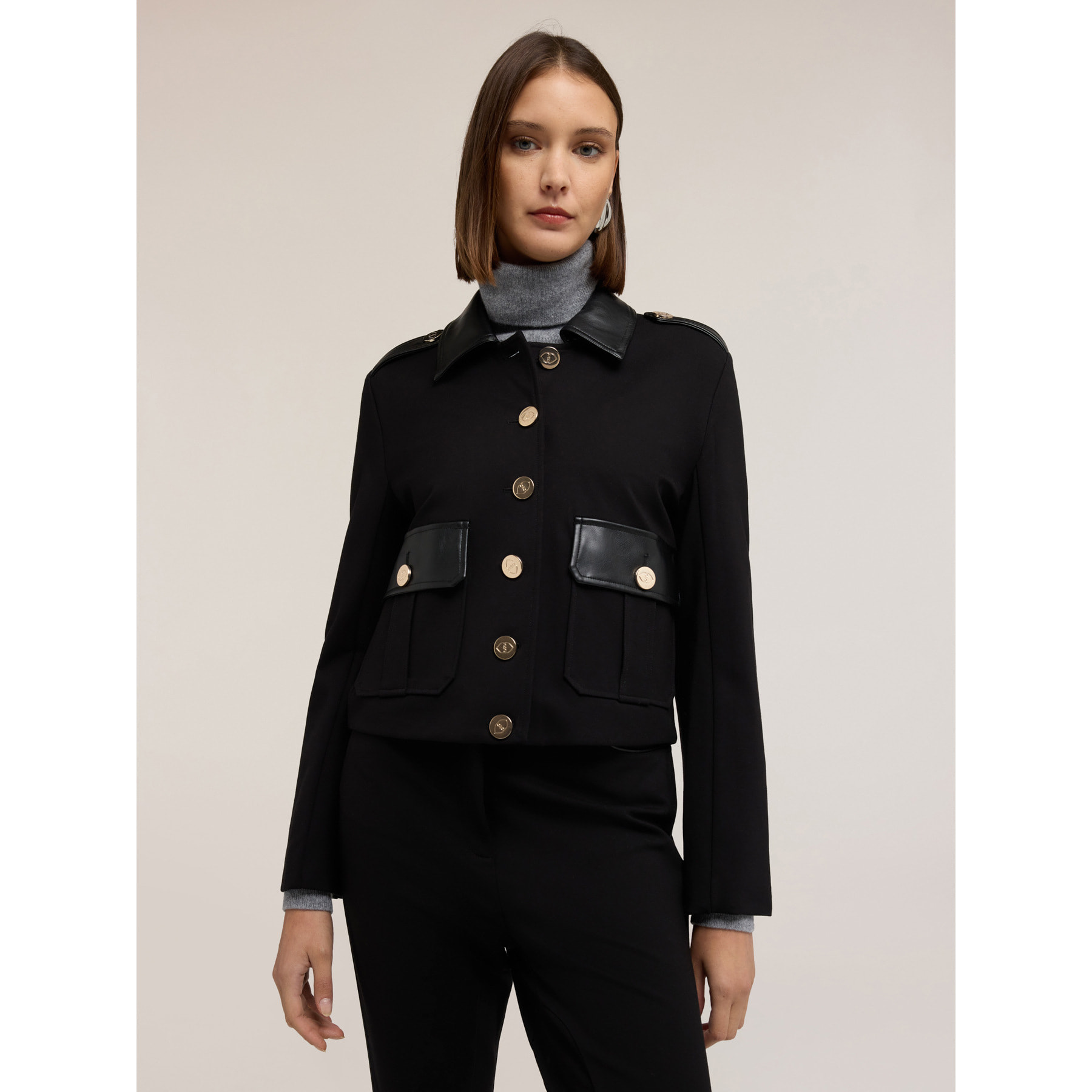 Motivi - Chaqueta militar corta con detalles - Negro