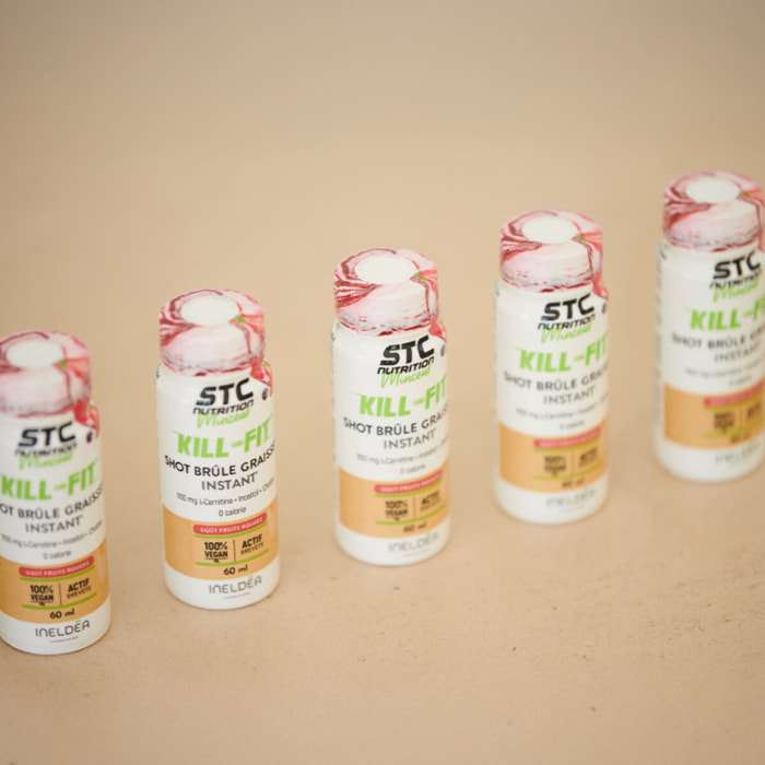 STC NUTRITION - Kill-Fit Shot - Concentré brûle-graisses et énergie - Perte de masse grasse et séchage - L-Carnitine + Choline + Guarana - Goût Fruits rouges -  Flacon de 60ml x 10