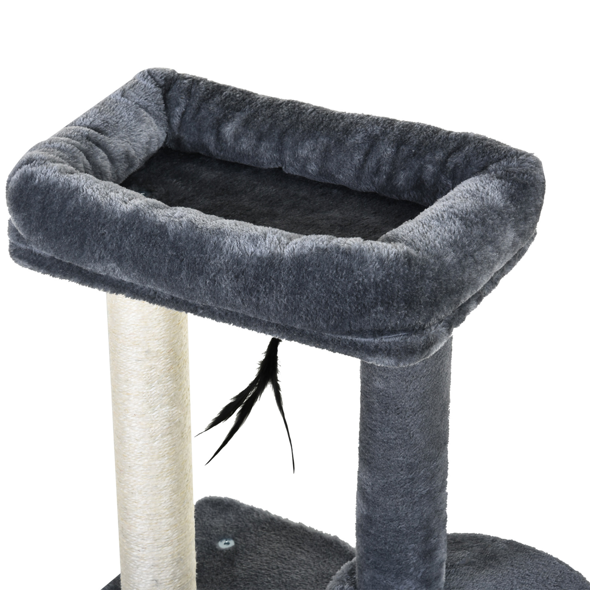 árbol Rascador para Gatos de Felpa y Sisal 48x35x100cm Gris