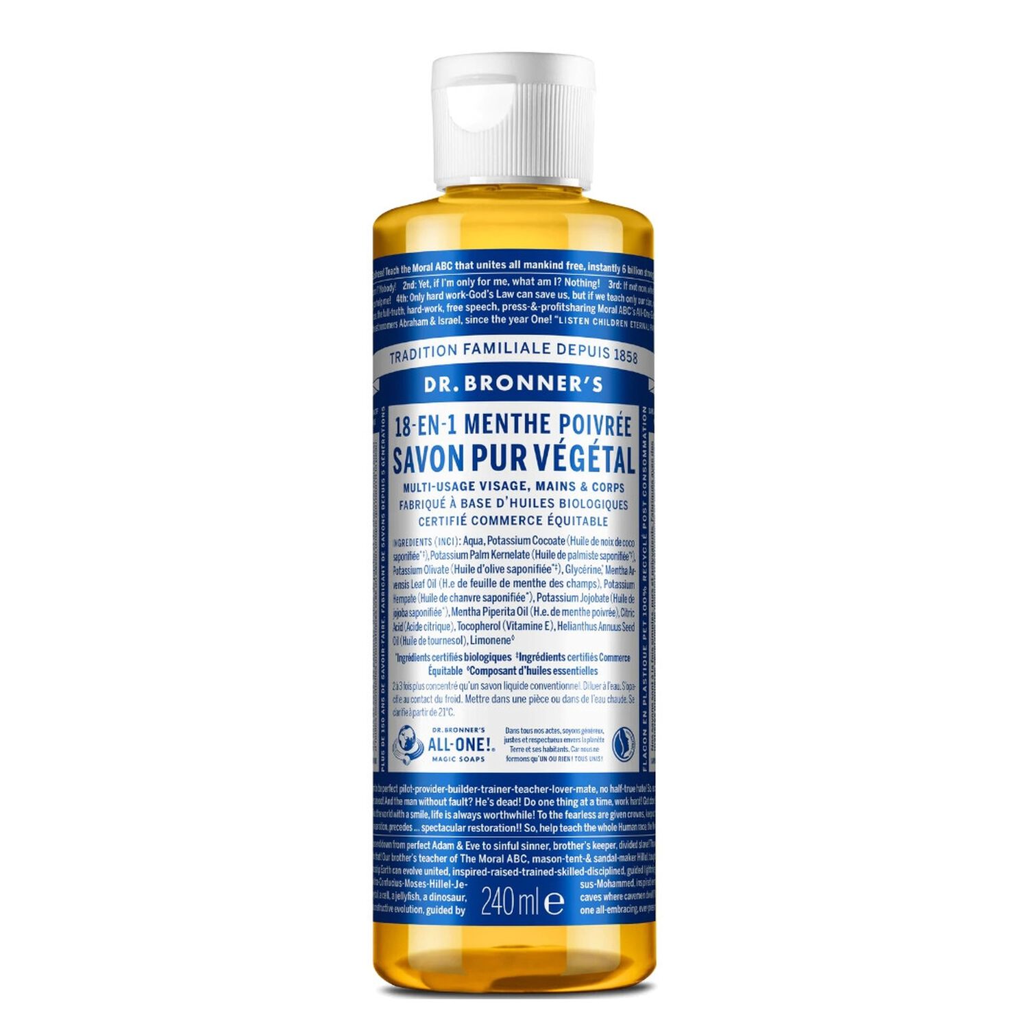 Menthe Poivrée  - Savon de Castille Liquide Naturel 18-en-1