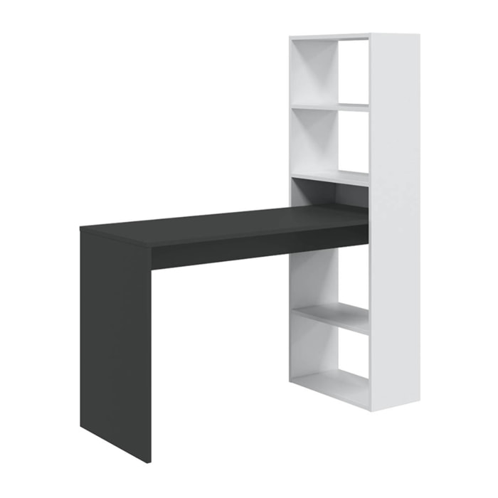 Mesa Escritorio Estanteria Duplo 144x120x53 Cm Blanco Artik Y Gris Antracita