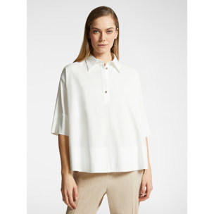 Elena Mirò - Blusa oversize en dos tejidos - Blanco