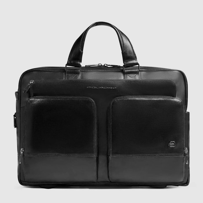 Piquadro Borsa porta in pelle porta pc e iPad® con protezione antiurto, tasca porta bottiglia