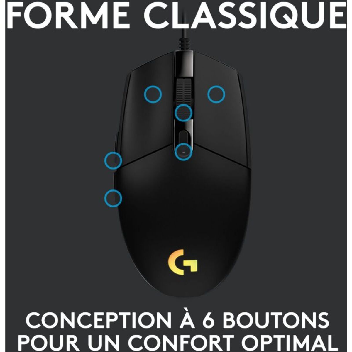 Souris Gamer Filaire LOGITECH G203 LIGHTSYNC GAMING MOUSE noire