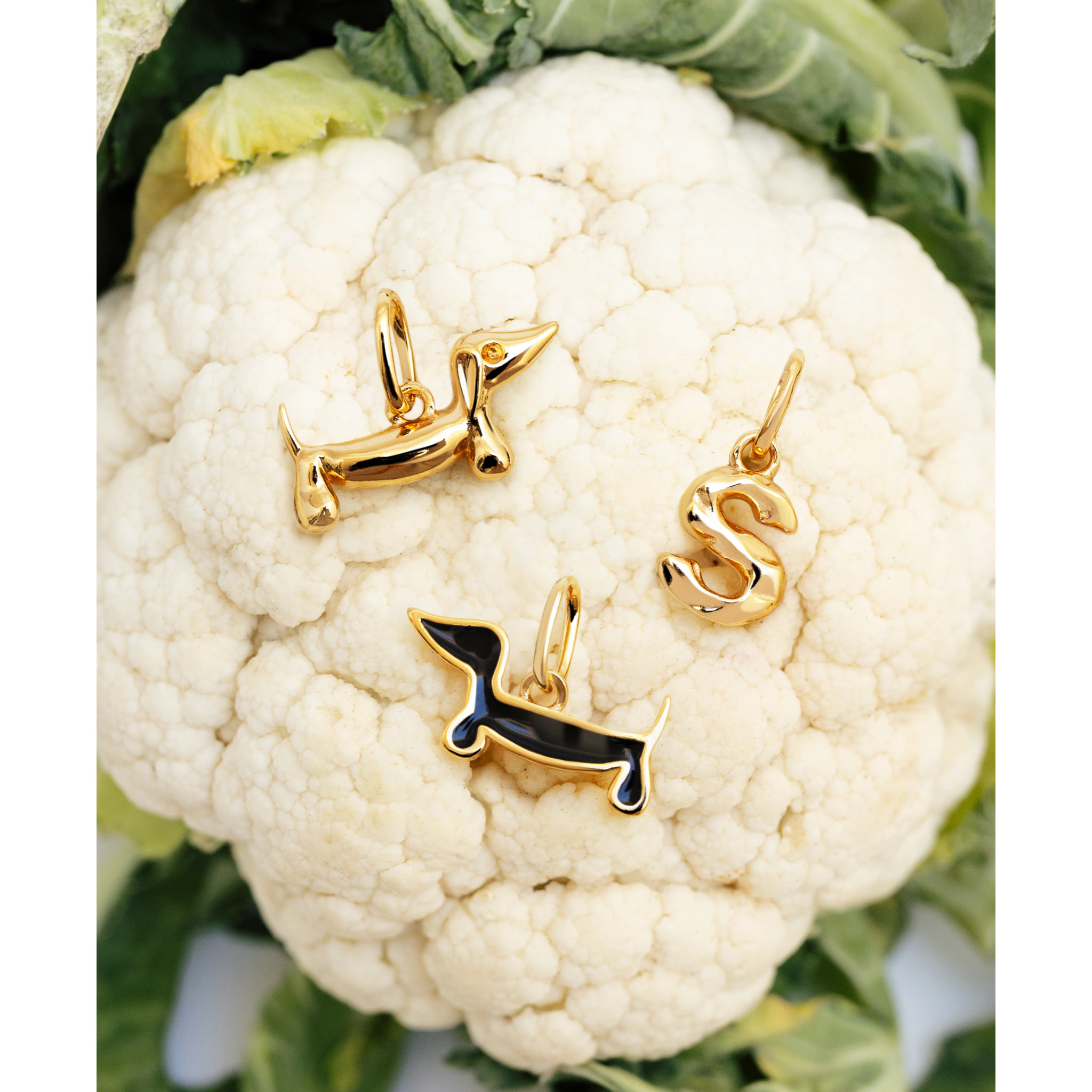 Charm Letter Organic Plata Baño Oro