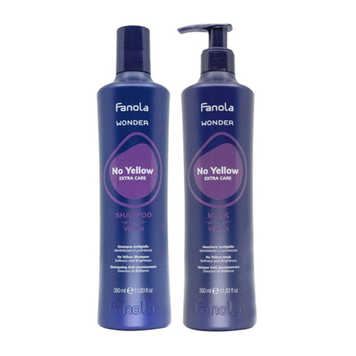 FANOLA Kit Wonder No Yellow Extra Care Shampoo 350ml + Maschera 350ml