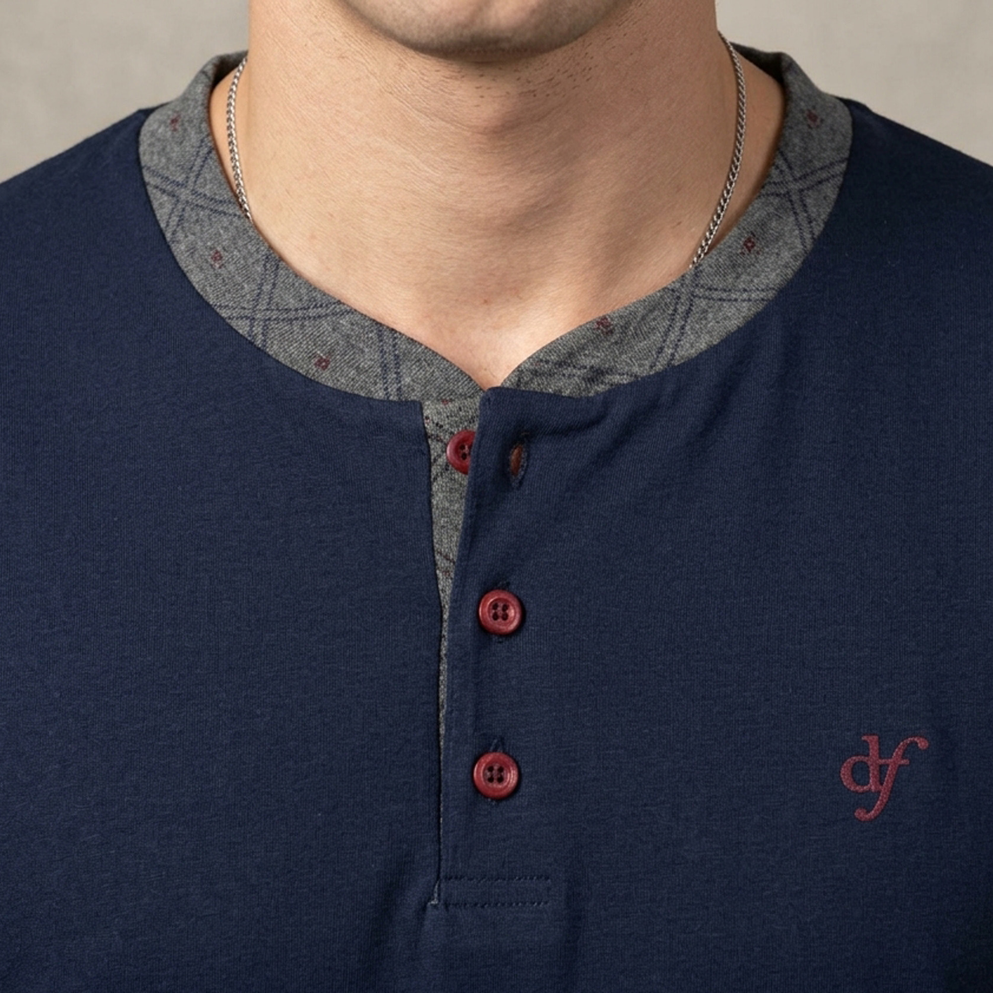 Pigiama Uomo De Fonseca Interlock Art. DPU257 Blu-Grigio
