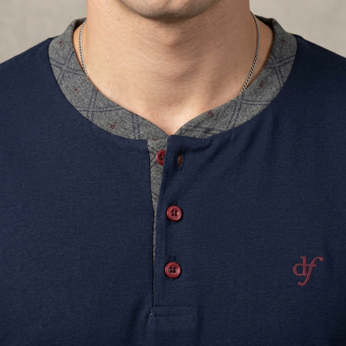 Pigiama Uomo De Fonseca Interlock Art. DPU257 Blu-Grigio
