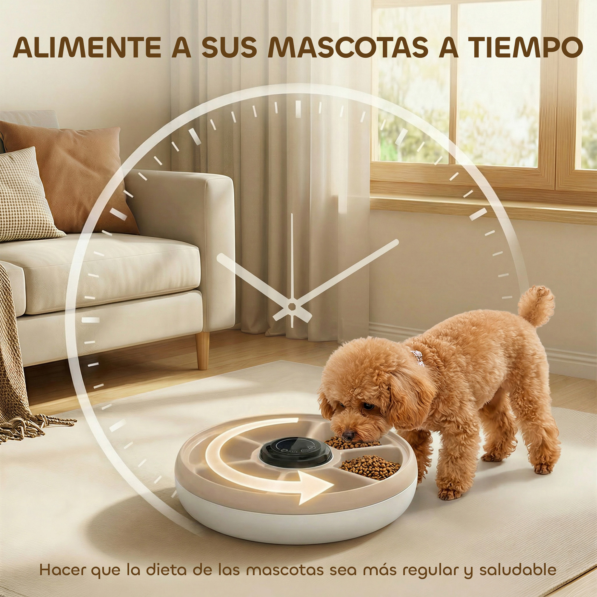 Comedero Automático para Gatos y Perros, Dispensador de Comida para Gatos con Temporizador Programable, Paquete de Hielo, 6 Cuencos, Pantalla LED, Funciona con Baterías, para Secos y Húmedos