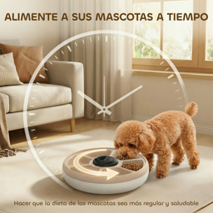 Comedero Automático para Gatos y Perros, Dispensador de Comida para Gatos con Temporizador Programable, Paquete de Hielo, 6 Cuencos, Pantalla LED, Funciona con Baterías, para Secos y Húmedos