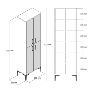 Armadio multiuso grande Denipot, Mobile multifunzionale, Mobiletto scarpiera, Guardaroba porta scarpe, 60x35h200 cm, Noce e Bianco Marmo