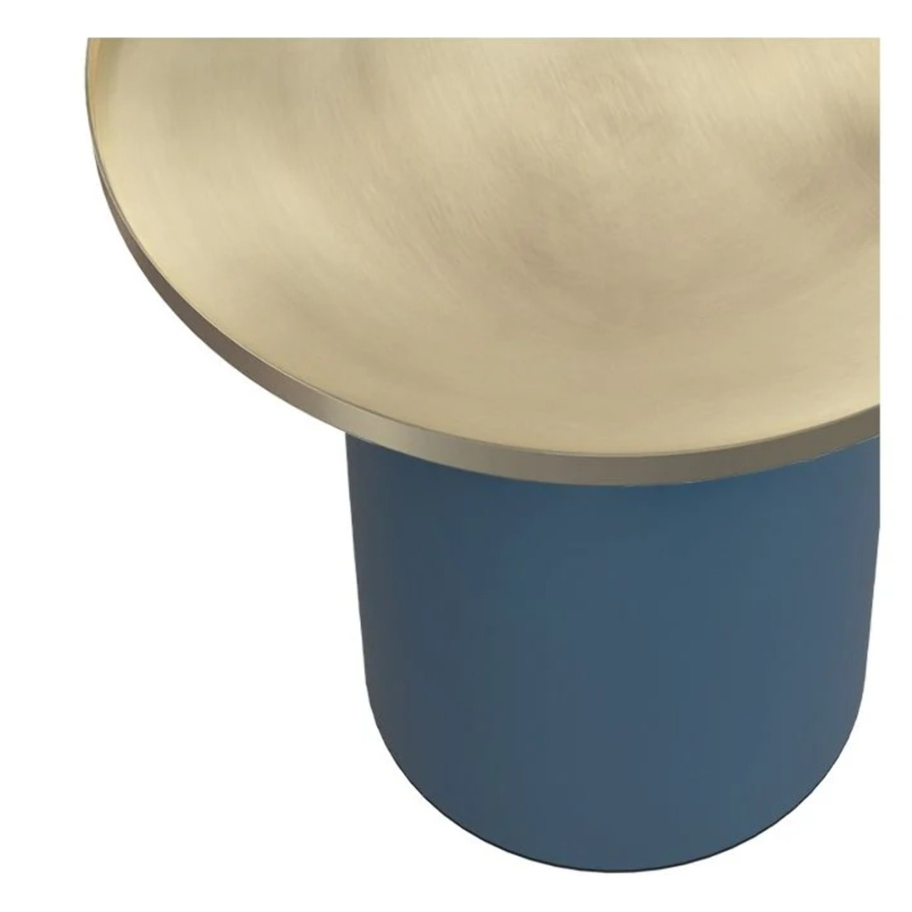 Table d'appoint ronde en métal bleu et laiton D45 cm - Lyne