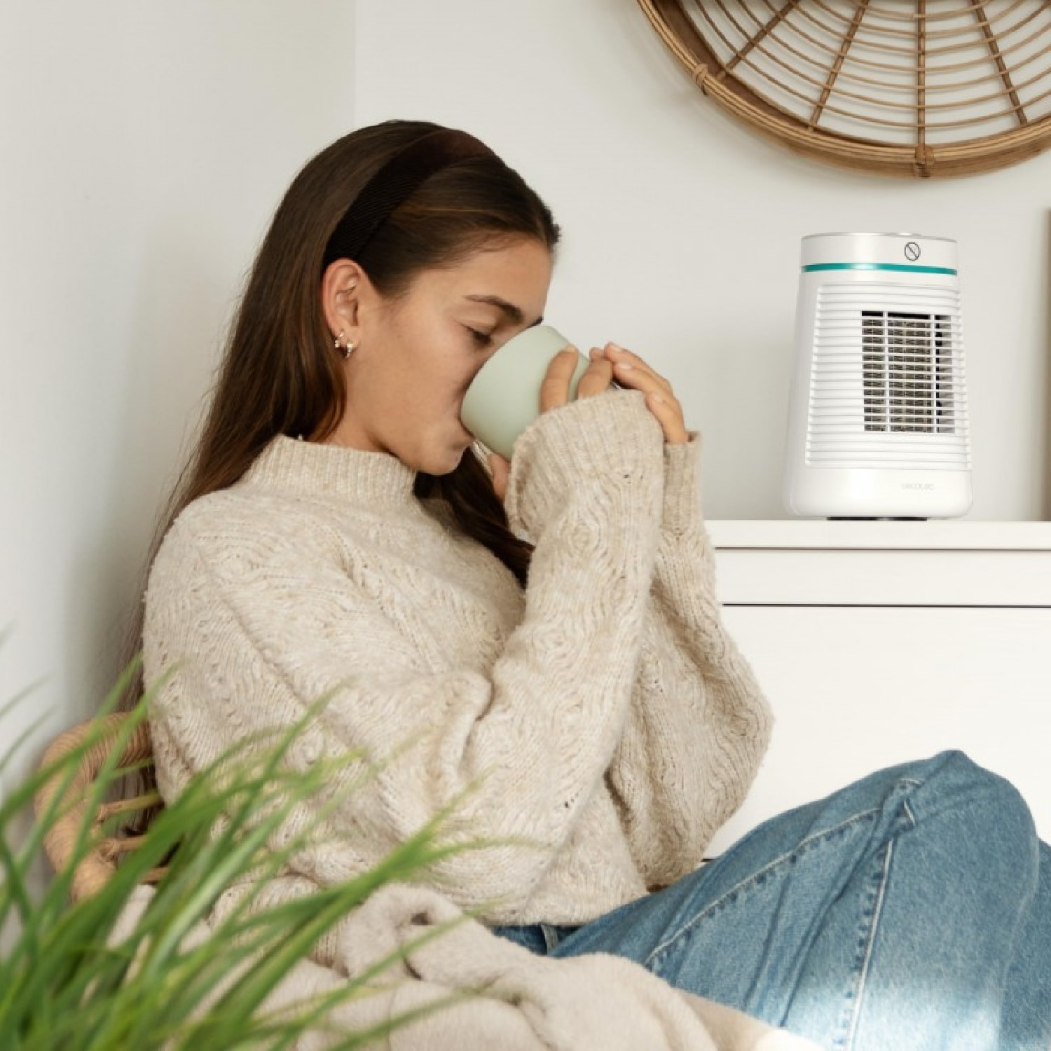 Cecotec Calefactor cerámico de sobremesa ReadyWarm 1550 Max Ceramic Rotate White