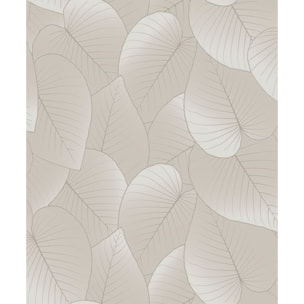 Papier peint feuilles tropicales beige lin