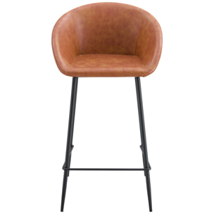 Lot de 2 tabourets de bar en simili cognac ACHILLE