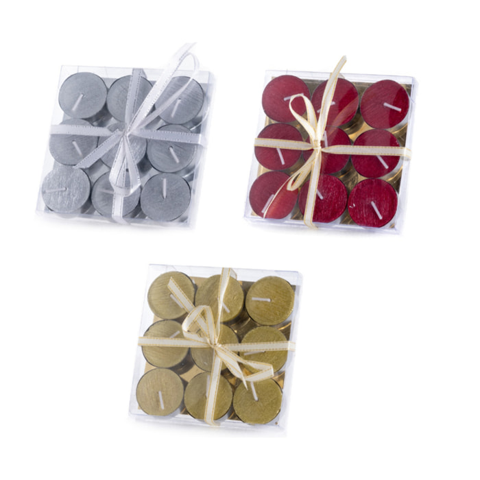Set 9 Candele Decorative Rotonde Natalizie Modello Tealight Oro Mashed