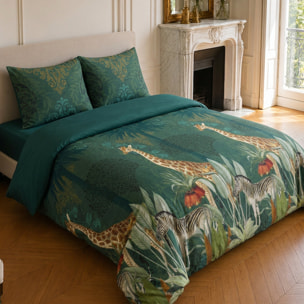 Parure housse de couette 100% coton motif tropical - ZAMBI