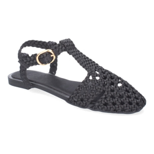 Sandalia Plana de Mujer, Comodas y Elegantes, Diseño Trenzado con Cierre de Hebilla