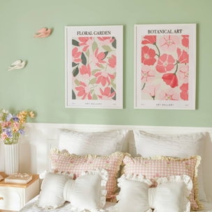 Coussin Fleur de rose 50x30cm blanc