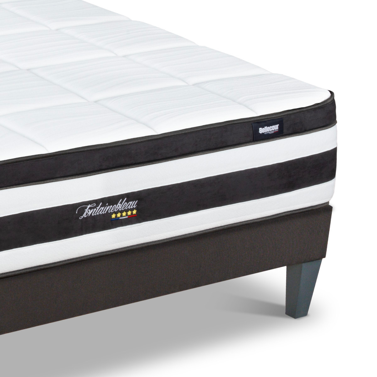 Ensemble Matelas Fontainebleau & Sommier KIT15, 25 cm, Ressorts Ensachés et Mousse polyuréthane, technologie Tri-Lattes, Soutien Ferme