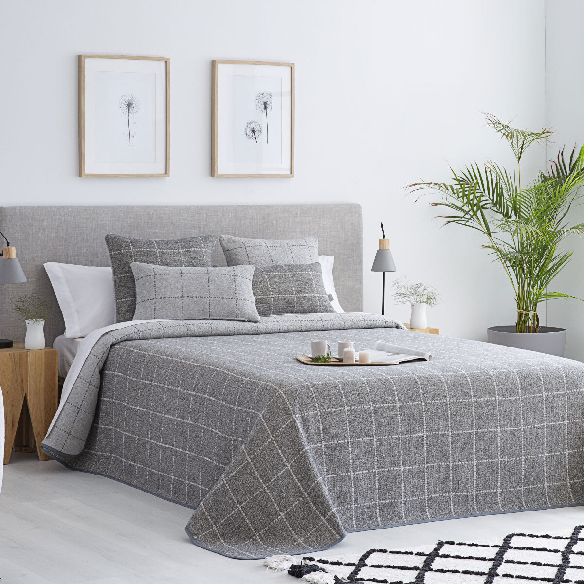 Jeté de lit réversible MARNE gris - plusieur tailles disponibles -