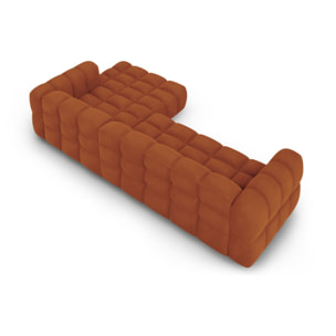 Canapé d'angle droit modulable "Sky" 4 places en velours terracotta