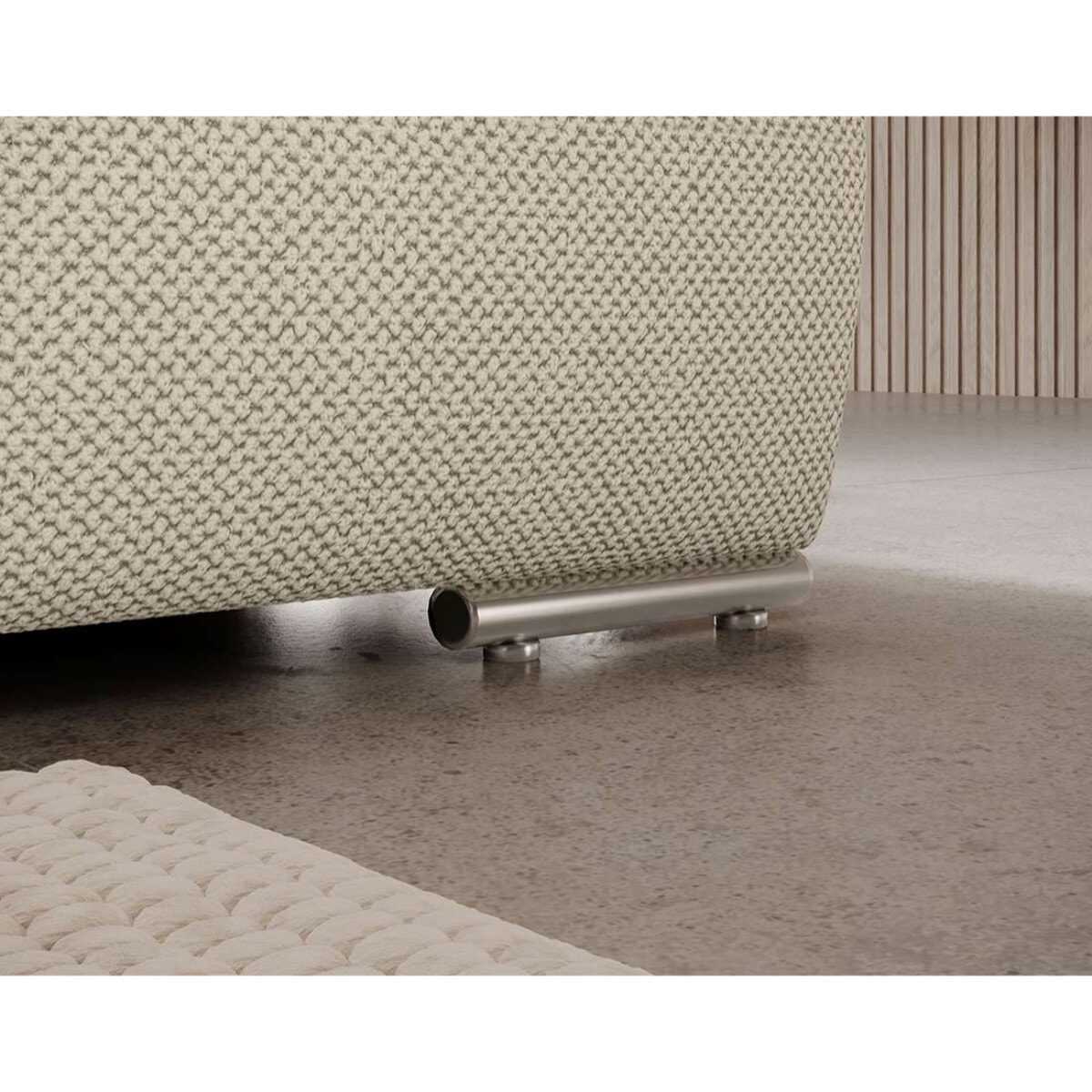 Gabriel - Canapé panoramique en U 7 places convertible avec coffre en tissu texturé - Beige