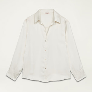 Oltre - Camisa en raso de color liso - Blanco