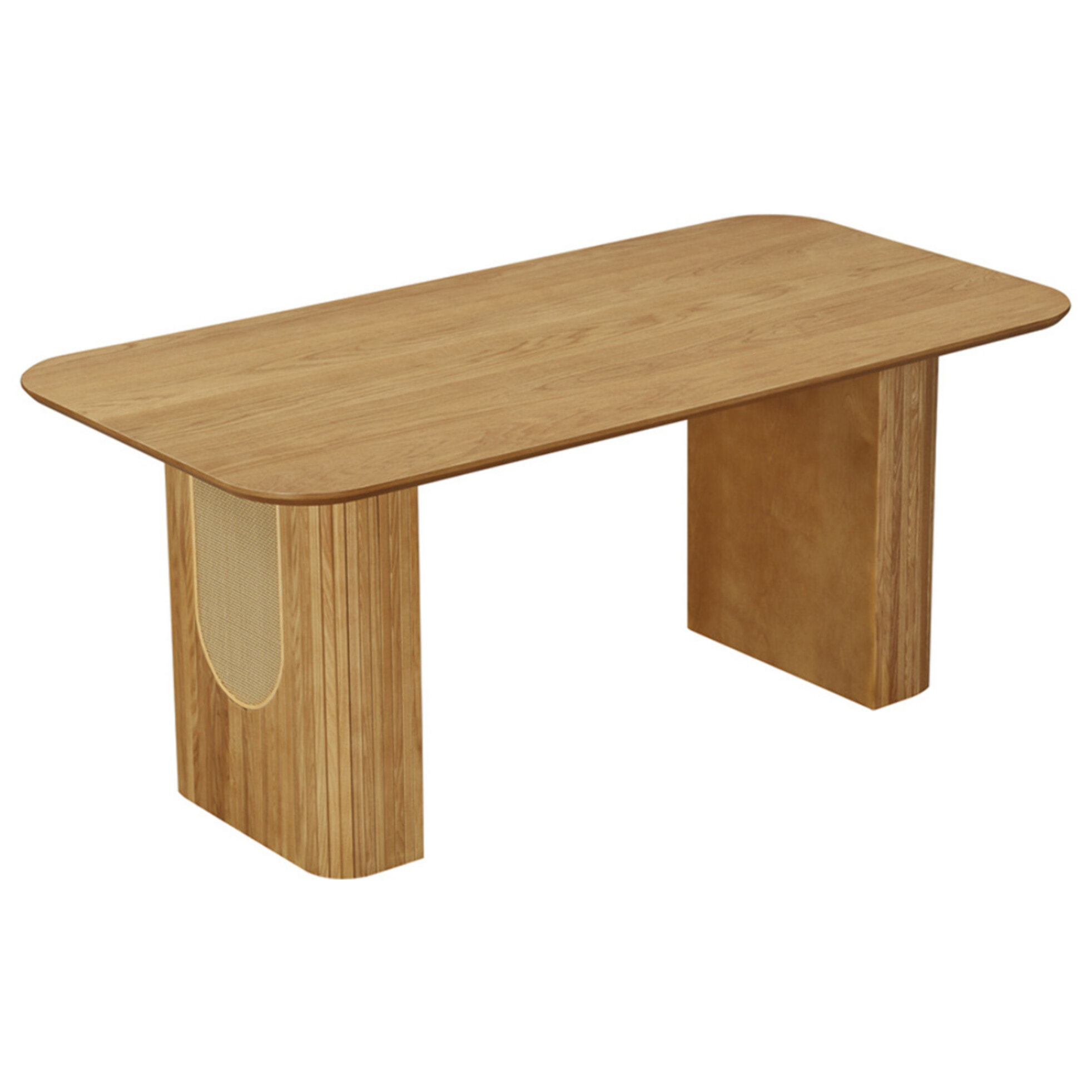 Milazzo - table à manger - bois plaqué chêne et cannage - 180 cm - Bois
