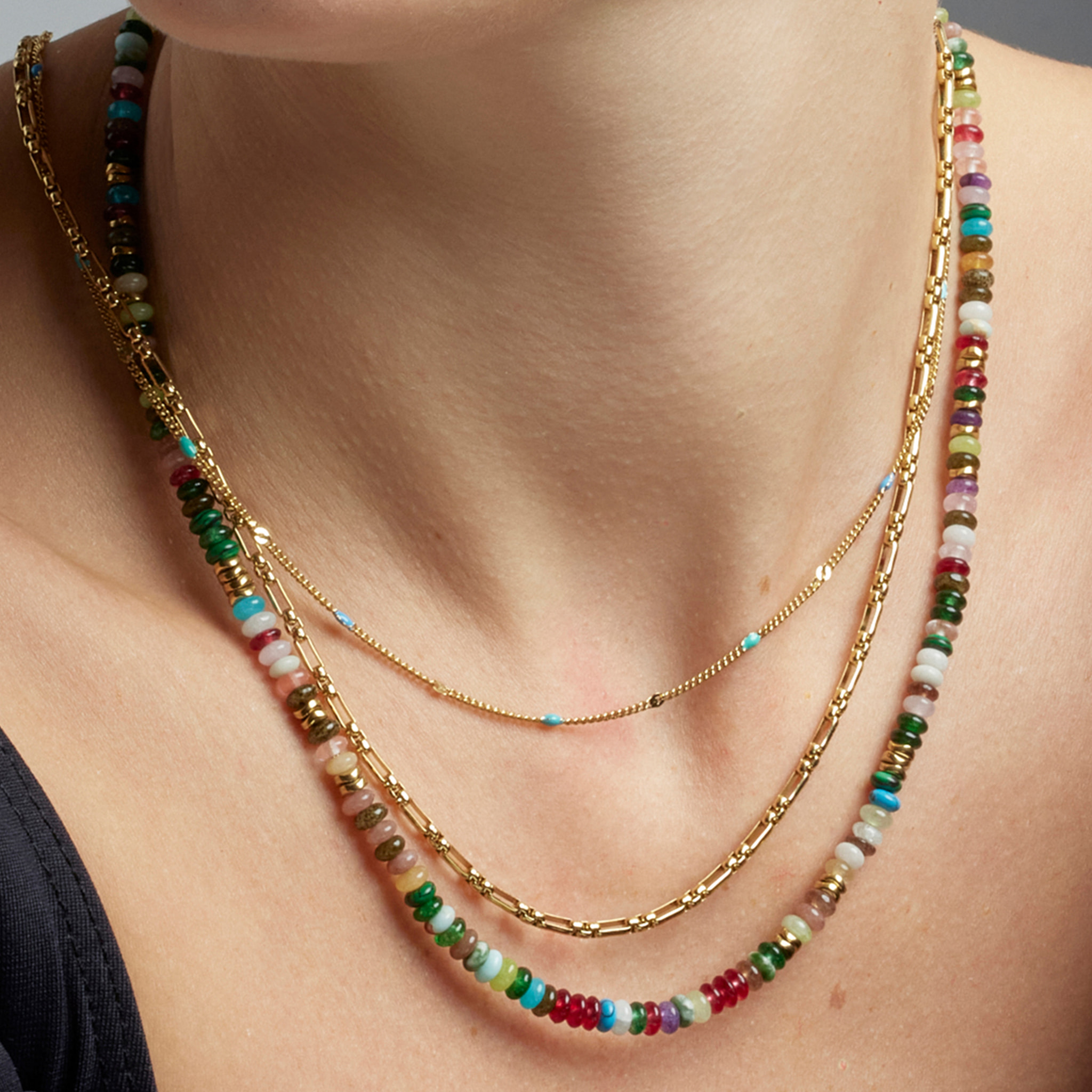 Collar con Lacado Multicolor acabado oro 18k