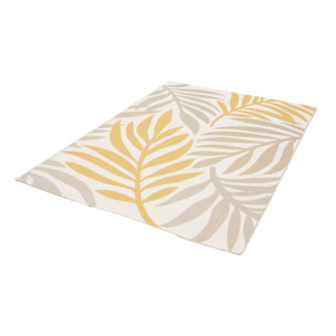 Tapis intérieur/extérieur motif végétal beige et moutarde BLOOM