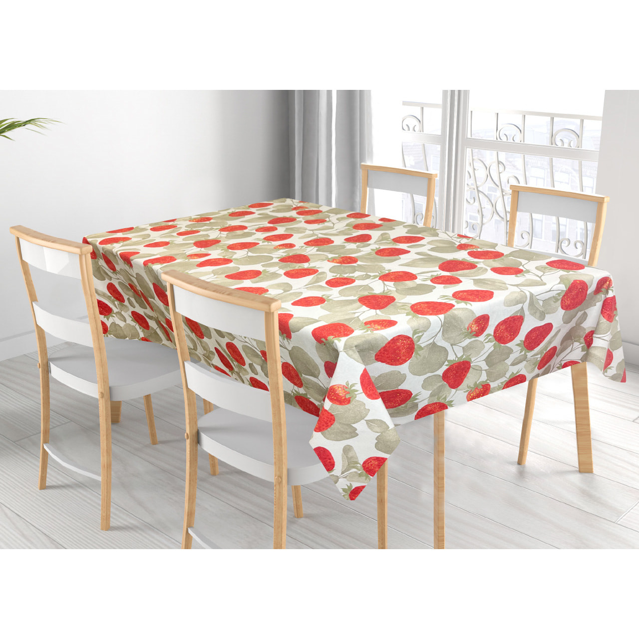 Tovaglia Cucina In 100% Cotone Made In Italy Disegno Fragola 140x180