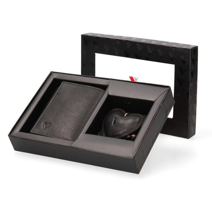 Set portafoglio e portachiavi uomo in vera pelle - Valentinio - 10.0 x 8.0 x 3.0 cm