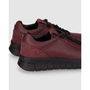 Zapatos de Piel - Burdeos - Tacón: Bajo